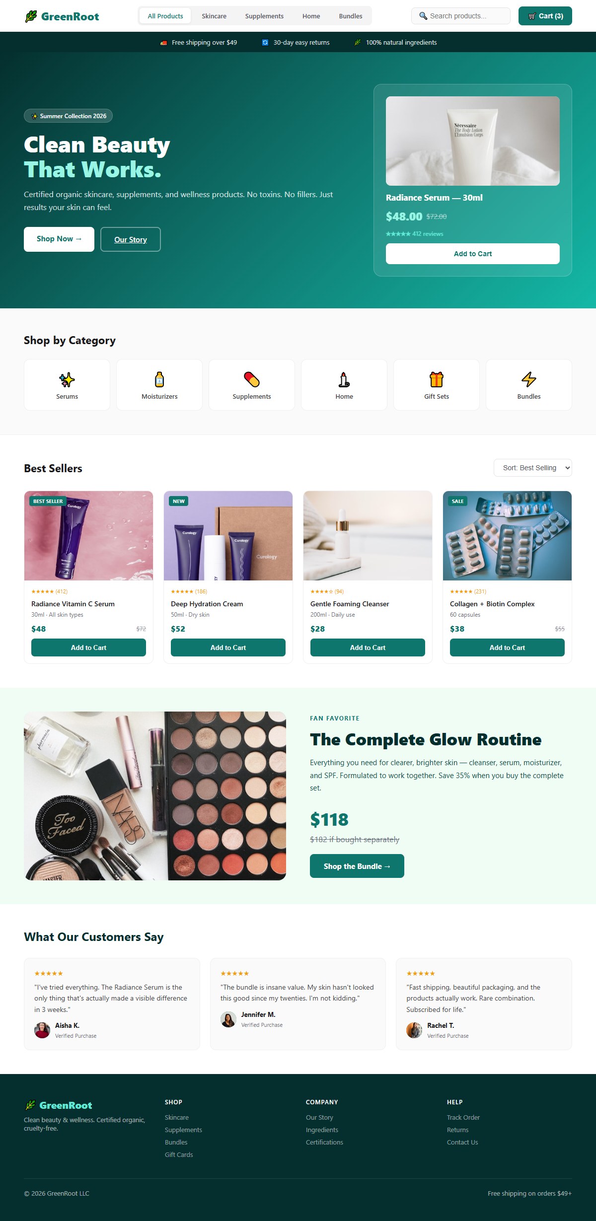 Retail e-commerce website example